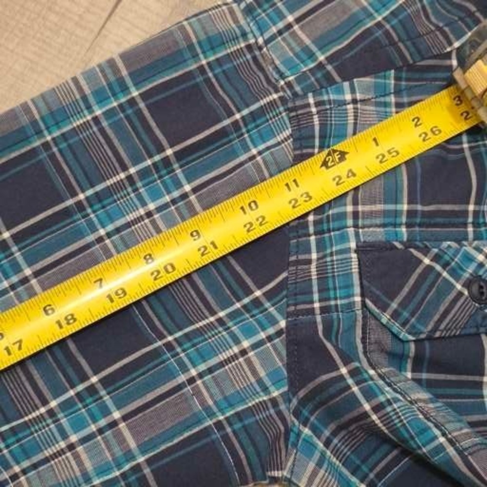 The North Face Mens Blue Teal Plaid Long Sleeve Button Down Hiking Shirt Small - Picture 8 of 11